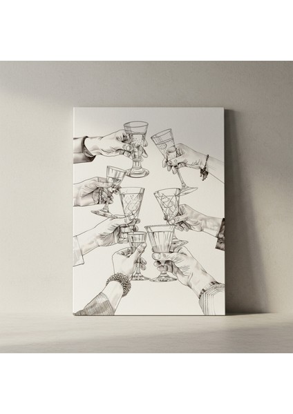 Şarap Kadehleriyle Kutlama Anı Tablosu fiyatları