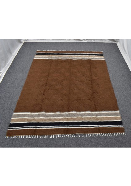 Yeni El Dokuma Kahverengi Dikişsiz Çift Kişilik Tiftik Yün Siirt Kilimi 6387 fiyatları