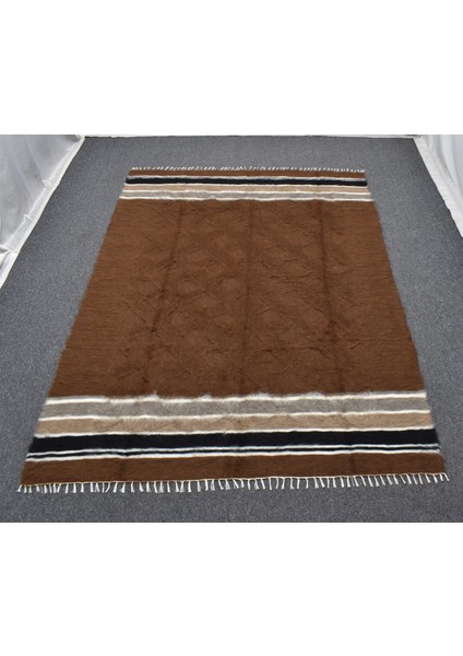 Yeni El Dokuma Kahverengi Dikişsiz Çift Kişilik Tiftik Yün Siirt Kilimi 6387 modelleri