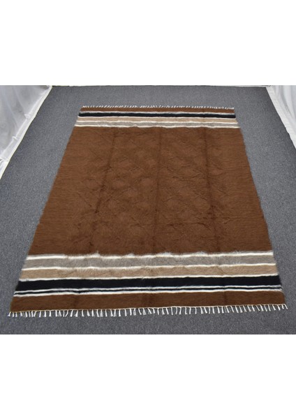 Yeni El Dokuma Kahverengi Dikişsiz Çift Kişilik Tiftik Yün Siirt Kilimi 6387 fırsatları