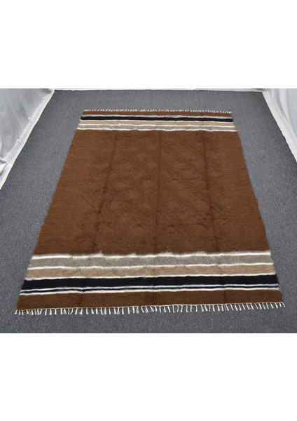 Yeni El Dokuma Kahverengi Dikişsiz Çift Kişilik Tiftik Yün Siirt Kilimi 6387 indirimleri