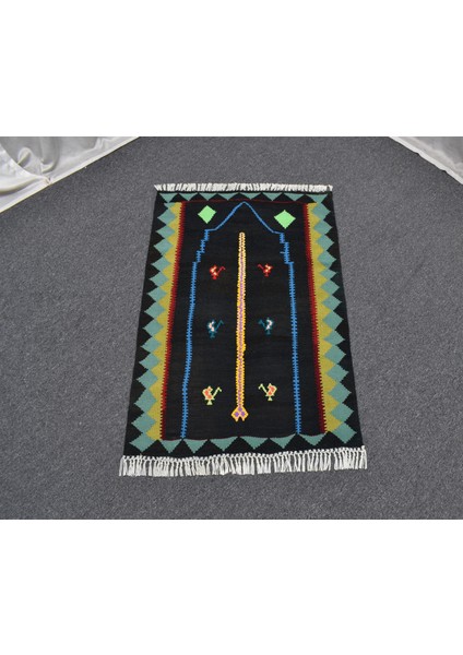 Yeni El Dokuması Benzersiz Bayburt Mihraplı Seccade Siyah Yün Kilim 6403 modelleri