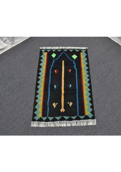 Yeni El Dokuması Benzersiz Bayburt Mihraplı Seccade Siyah Yün Kilim 6403 indirimleri