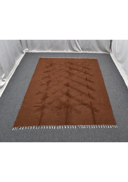 Yeni El Dokuma Tek Renk Kahverengi Dikişsiz Çift Kişilik Tiftik Yün Siirt Kilimi 6394 fiyatları