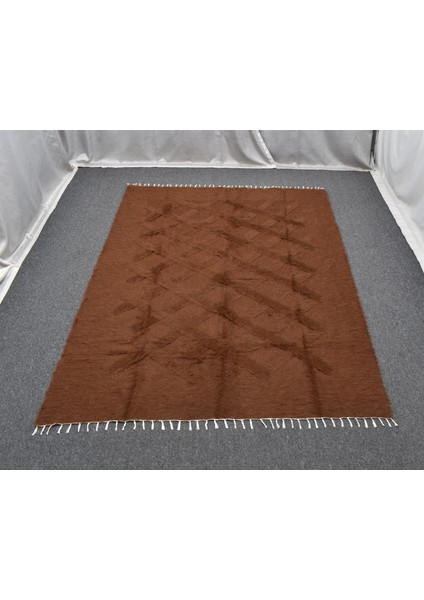 Yeni El Dokuma Tek Renk Kahverengi Dikişsiz Çift Kişilik Tiftik Yün Siirt Kilimi 6394 modelleri