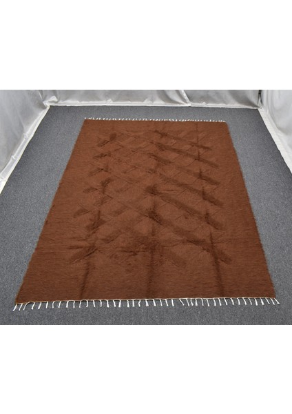 Yeni El Dokuma Tek Renk Kahverengi Dikişsiz Çift Kişilik Tiftik Yün Siirt Kilimi 6394 indirimleri