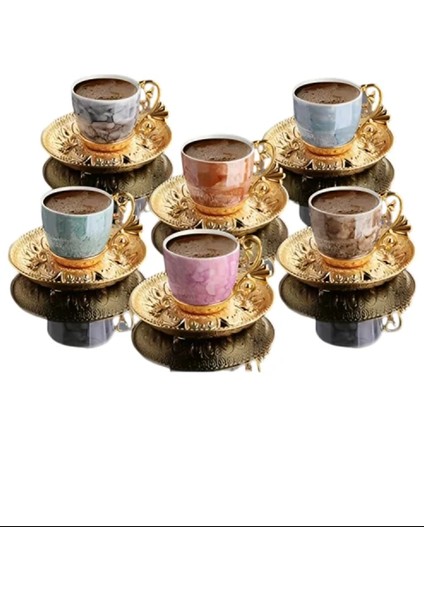 Lal Desenli Mix Kahve Seti -BSM109