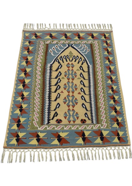 Yeni El Dokuma Benzersiz Kayseri Pamuklu Yün Kilim 6411