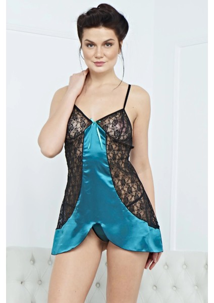 Kadın Şık Saten Gecelik Takım 3526 -