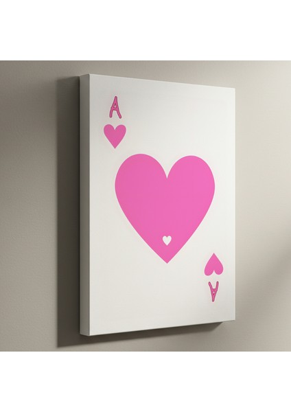 Minimalist Pembe Kalp Ası Illüstrasyon Tablosu