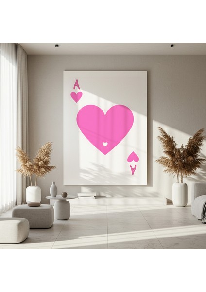 Minimalist Pembe Kalp Ası Illüstrasyon Tablosu fırsatları