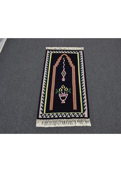 Yeni El Dokuması Siyah Bayburt Mihraplı Seccade Kilim 6393 fırsatları