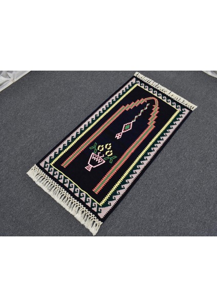 Yeni El Dokuması Siyah Bayburt Mihraplı Seccade Kilim 6393 indirimleri