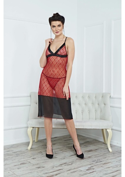 Kadın Şık Fantezi Uzun Elbise Gecelik Harness 3858 - fiyatları