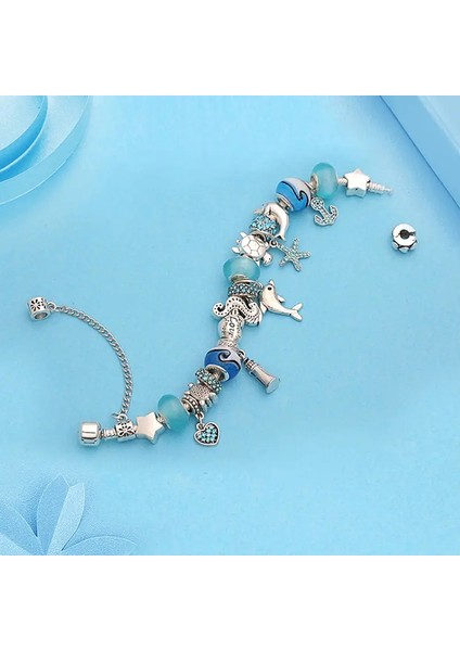 Pandora Tarz ,disney Frozen Mavi Yunus Charmlı Bileklik, Ahşap Kutu Içerisinde fiyatları