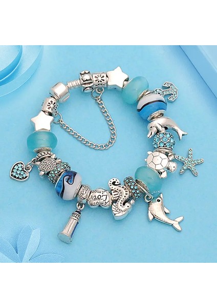 Pandora Tarz ,disney Frozen Mavi Yunus Charmlı Bileklik, Ahşap Kutu Içerisinde modelleri