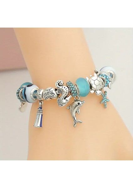 Pandora Tarz ,disney Frozen Mavi Yunus Charmlı Bileklik, Ahşap Kutu Içerisinde fırsatları