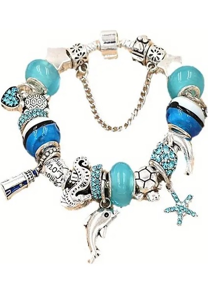 Pandora Tarz ,disney Frozen Mavi Yunus Charmlı Bileklik, Ahşap Kutu Içerisinde indirimleri