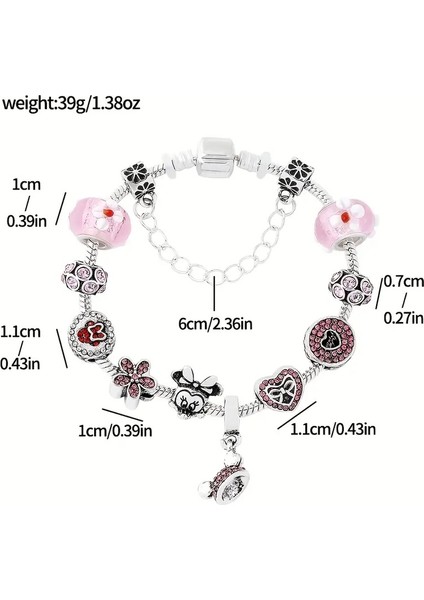 Pandora Tarz , Kiraz Çiçegi Minnie Sevgi Temalı Pembe Charmlı Bileklik, Ahşap Kutu Içerisinde fiyatları