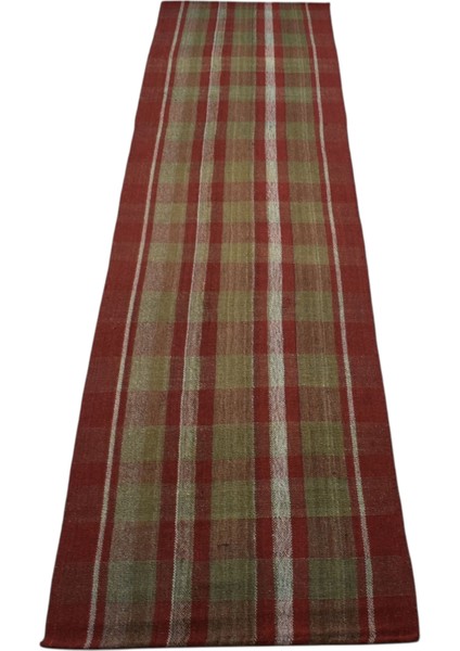 El Dokuma Benzersiz Ekoseli Sivas Perde Yün Yolluk Kilim 6391