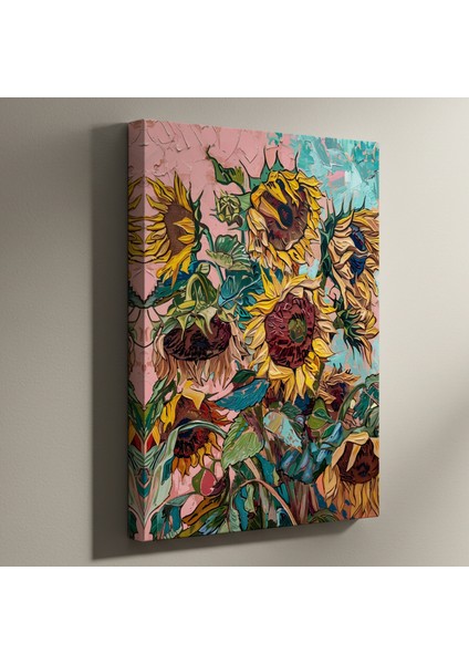 Ayçiçeği Bahçesi Soyut Yağlıboya Tablosu