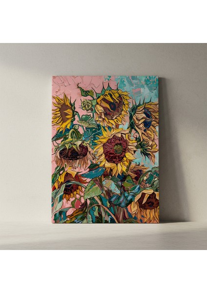 Ayçiçeği Bahçesi Soyut Yağlıboya Tablosu fiyatları