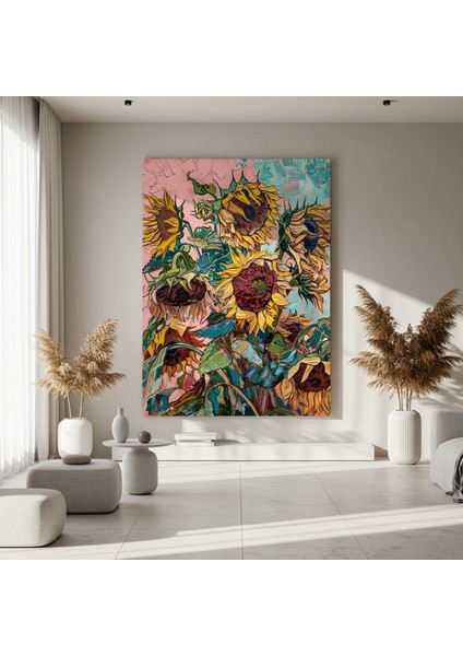 Ayçiçeği Bahçesi Soyut Yağlıboya Tablosu fırsatları