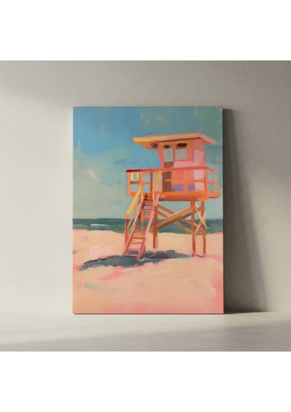 Plaj Kulübesi Soyut Yağlıboya Tablosu fiyatları