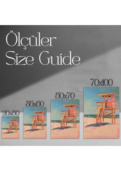 Plaj Kulübesi Soyut Yağlıboya Tablosu modelleri