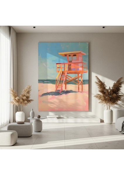 Plaj Kulübesi Soyut Yağlıboya Tablosu fırsatları