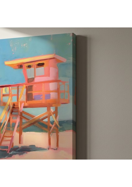 Plaj Kulübesi Soyut Yağlıboya Tablosu indirimleri