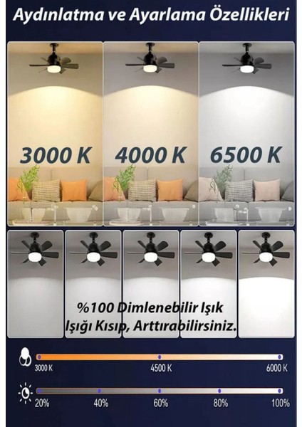 HS-9301 Vega 25W 5 Pervaneli LED Işıklı Tavan Vantilatörü indirimleri