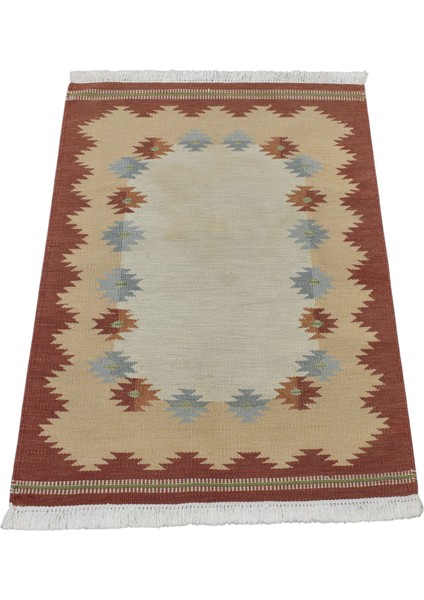 El Dokuma Modern Benzersiz Pastel Yün Kilim 6388