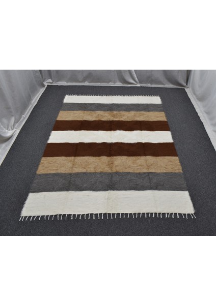 Yeni El Dokuma Çubuklu Dikişsiz Çift Kişilik Tiftik Yün Siirt Kilimi 6397 fiyatları