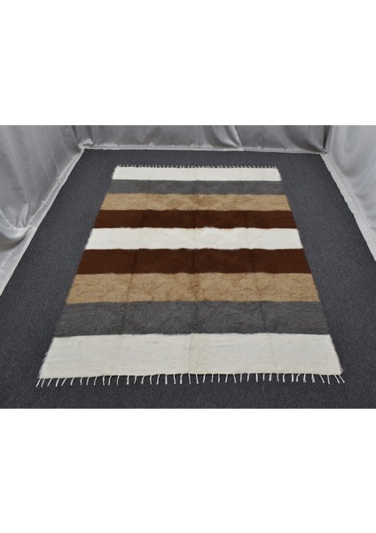 Yeni El Dokuma Çubuklu Dikişsiz Çift Kişilik Tiftik Yün Siirt Kilimi 6397 modelleri