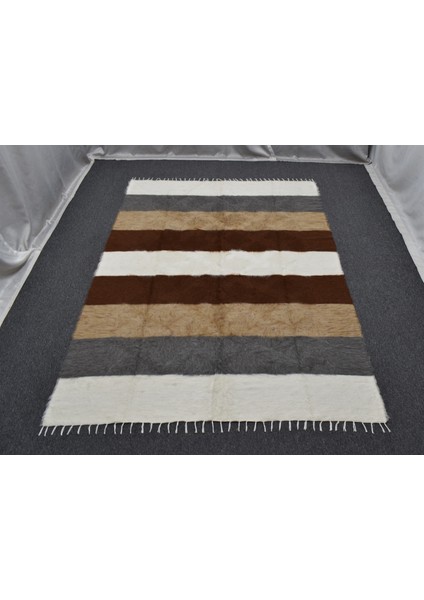 Yeni El Dokuma Çubuklu Dikişsiz Çift Kişilik Tiftik Yün Siirt Kilimi 6397 indirimleri