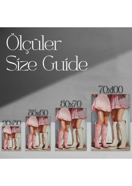 Pembe ve Beyaz Kovboy Çizmeleri Yağlıboya Tablosu modelleri