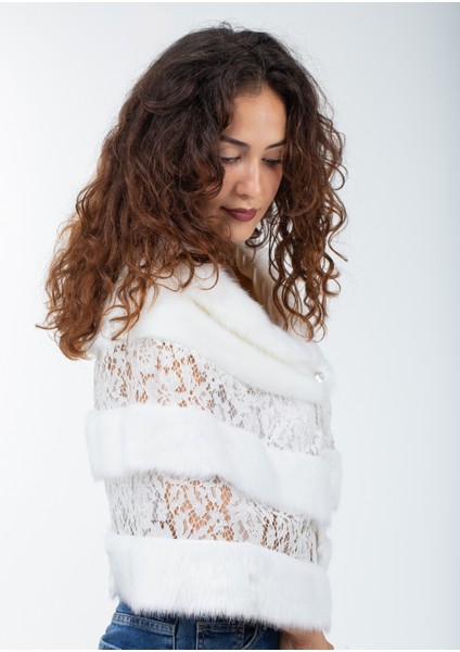 Dantelli Broşlu Abiye Gelinlik Kürk Etol Bolero Pelerin Panço indirimleri