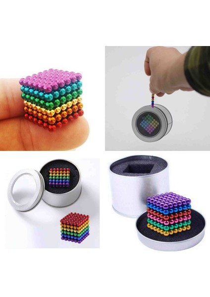 Neocube Manyetik Boncuk 216 Parça – 5mm Renkli Neodyum Metal Küp Puzzle Oyuncak, Zeka Geliştirici Eğitici LEGO Tarzı Magnet Set, Metal Kutulu modelleri