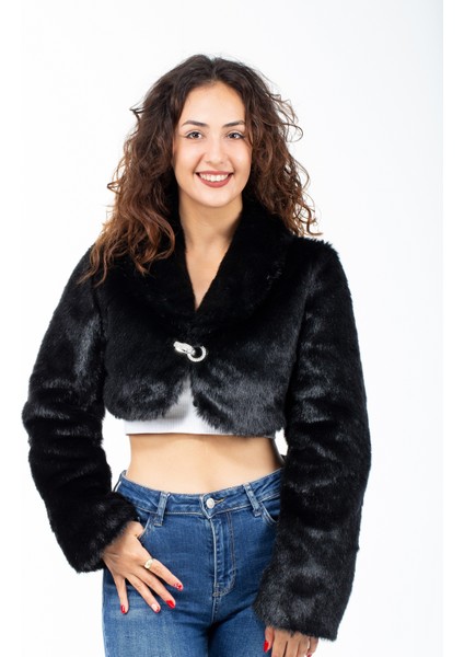 Broşlu Taşlı Kürk Abiye Etol Bolero