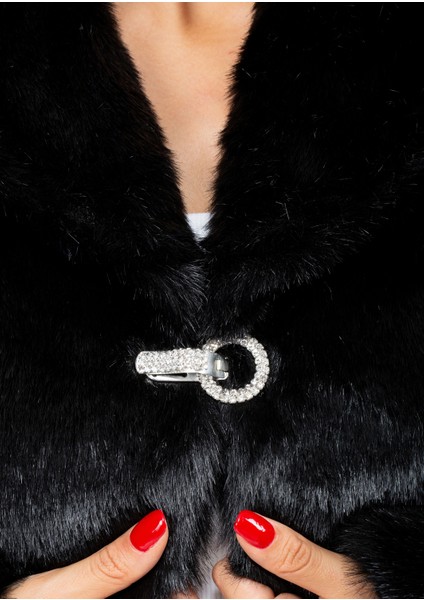 Broşlu Taşlı Kürk Abiye Etol Bolero