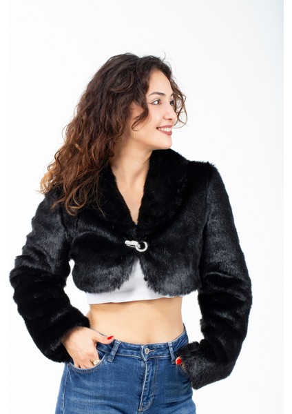 Broşlu Taşlı Kürk Abiye Etol Bolero