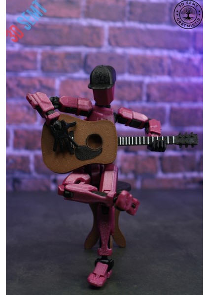 3D Dummy Figür | Hareketli, Pozlanabilir Koleksiyon Modeli | Gitar Çalan Versiyon