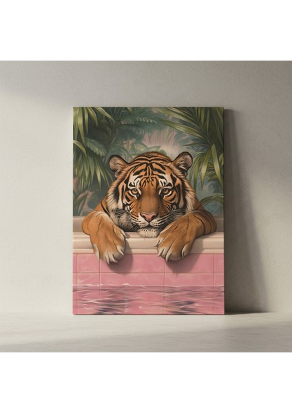 Tropikal Havuzda Kaplan Modern Sanat Tablosu fiyatları