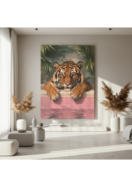 Tropikal Havuzda Kaplan Modern Sanat Tablosu fırsatları