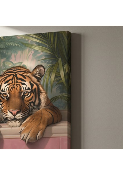 Tropikal Havuzda Kaplan Modern Sanat Tablosu indirimleri