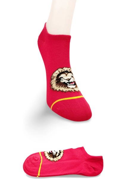 Sarı Kırmızı Aslan Desenli Sportif Unisex Kısa Bilek Çorap Yazlık 1 Çift fiyatları