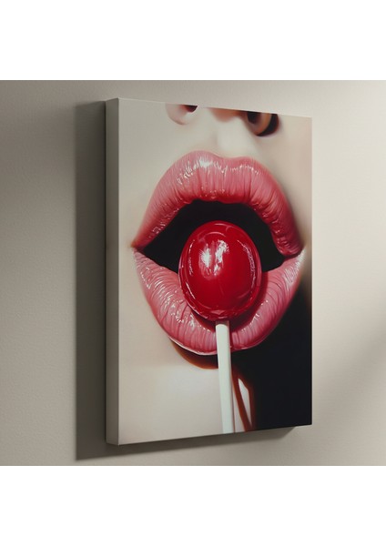 Hiperrealist Dudak ve Lolipop Tablosu