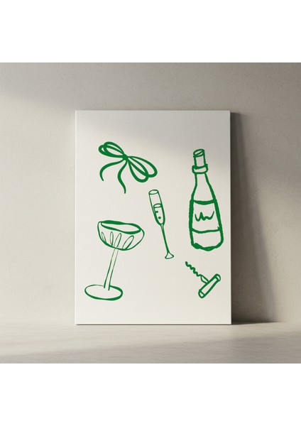 Soyut Minimalist Şarap Illüstrasyonu Tablosu fiyatları