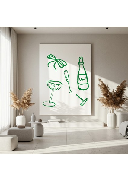 Soyut Minimalist Şarap Illüstrasyonu Tablosu fırsatları